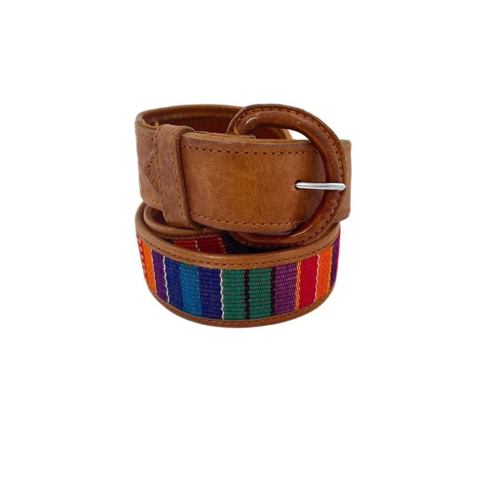 VINTAGE WESTERN BELT COLORFUL WOVEN TAPESTRY BOHO AZTEC BOHEMIAN Size 30